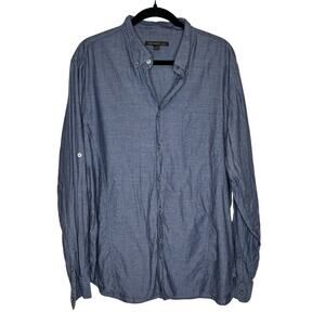 John Varvatos Men's Cotton Button Down Blue